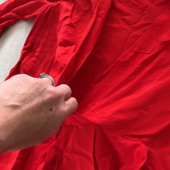 H&M Red Jacquard Weave Snake Faux Wrap Print Red‎ Long Dress Size 8 - Picture 13 of 15